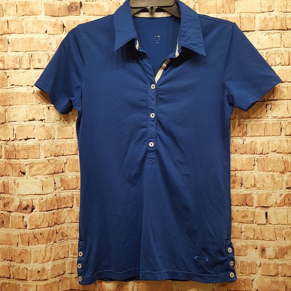 Oakley Blue Short Sleeve Button Down Size Small - Picture 1 of 11